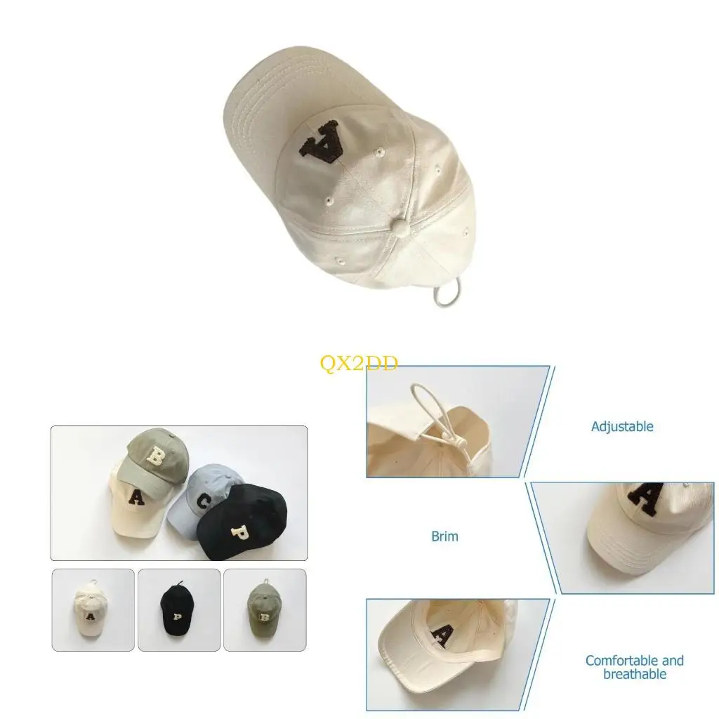 

QX2D детская шляпа от солнца для малышей, шапки с утиным языком, бейсболки с вышивкой букв, солнцезащитные козырьки для и кепки