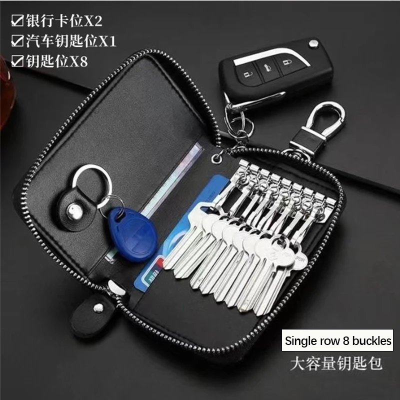 Lederen Portemonnee Sleutelhouder Huishoudster Keys Organizer Vrouwen Mannen Multifunctionele Covers Zipper Key Case Bag Card Hold Bag