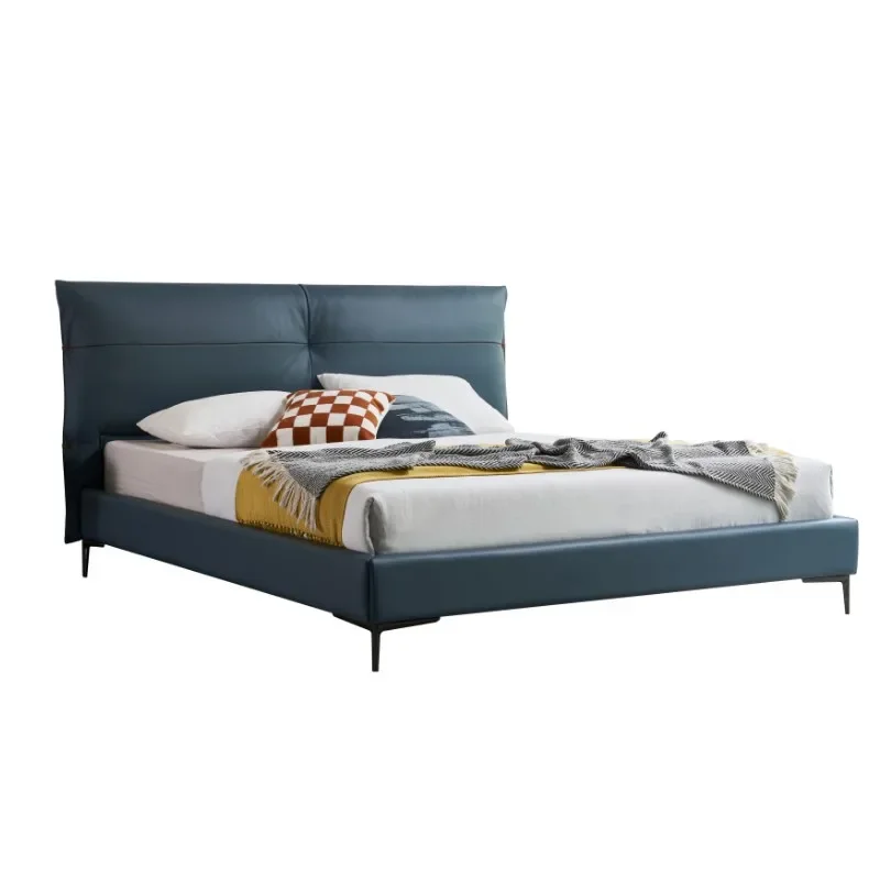 Italian minimalist leather bed house silent wind modern simplicity