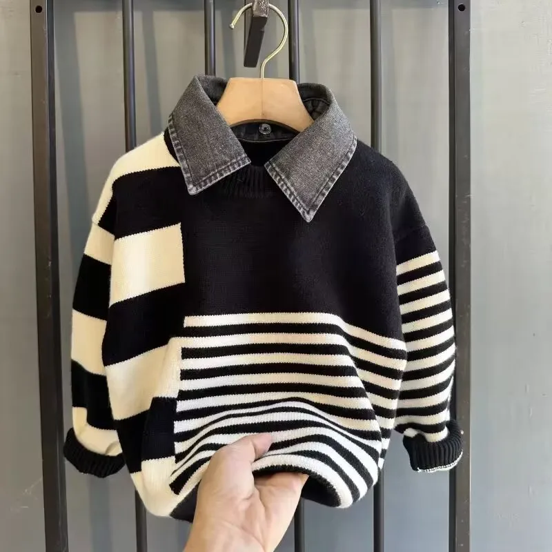 

Children's Sweaters Spring and Autumn Pullover Sweaters Winter Clothing Boys' Baby Thickened Knitwear Warm Sweaters