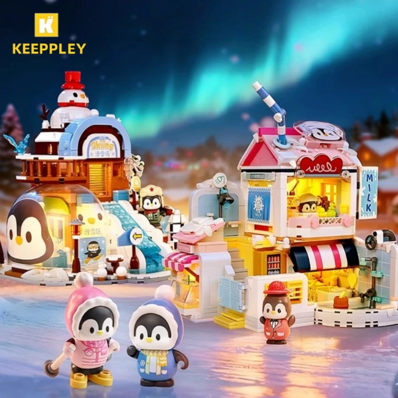 

Строительные блоки Keeppley, роуминг, лед, город, праздник, креативная хижина, вид на улицу, сборная модель, игрушка, орнамент, коллекция подарков