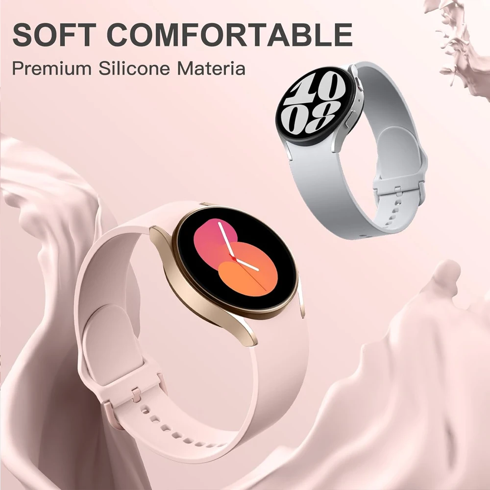 Sem lacunas banda para samsung galaxy watch 4/5/6 44mm 40mm/5 pro/6 clássico 47mm 43mm pulseira de silicone correa galaxy watch 6 cinta