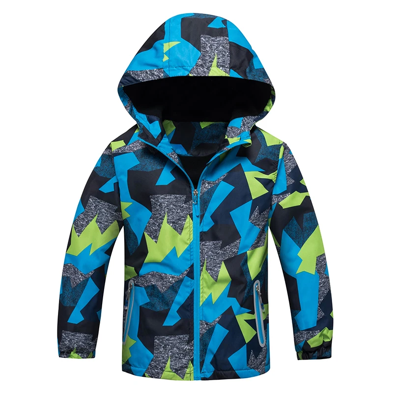 Herbst Winter Jungen Windjacken Polar Fleece Mäntel Kinder Outdoor-Sportbekleidung Kapuzenjacke Doppellagige Wasserdichte Jacke