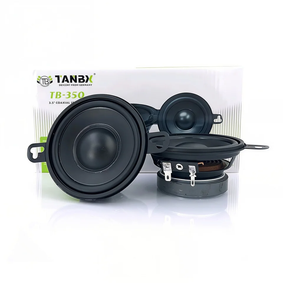 1 par nuevo altavoz coaxial universal de 3.5 pulgadas para auto, rango completo, MAX 80W, altavoz de medios activo de alta potencia, TB-350 6
