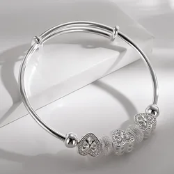 Wholesale 925 Sterling Silver Bangles Bracelet Charms Cuff For Women Fashion Jewelry adjustment wedding