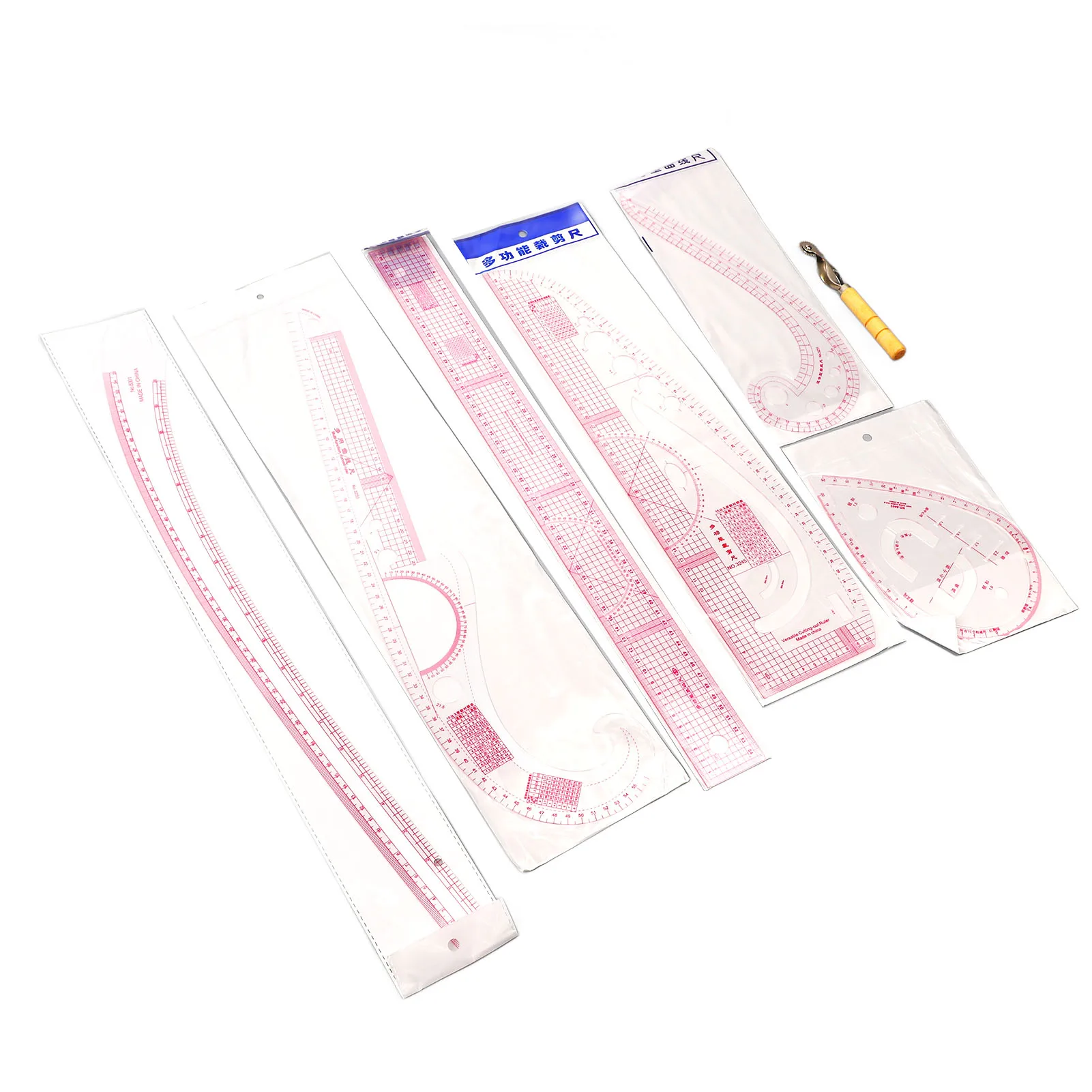 Sewing Ruler French Curve Ruler Set DIY Design Complete Tools Improve Work Efficiency High Accuracy with Scale for Cutting