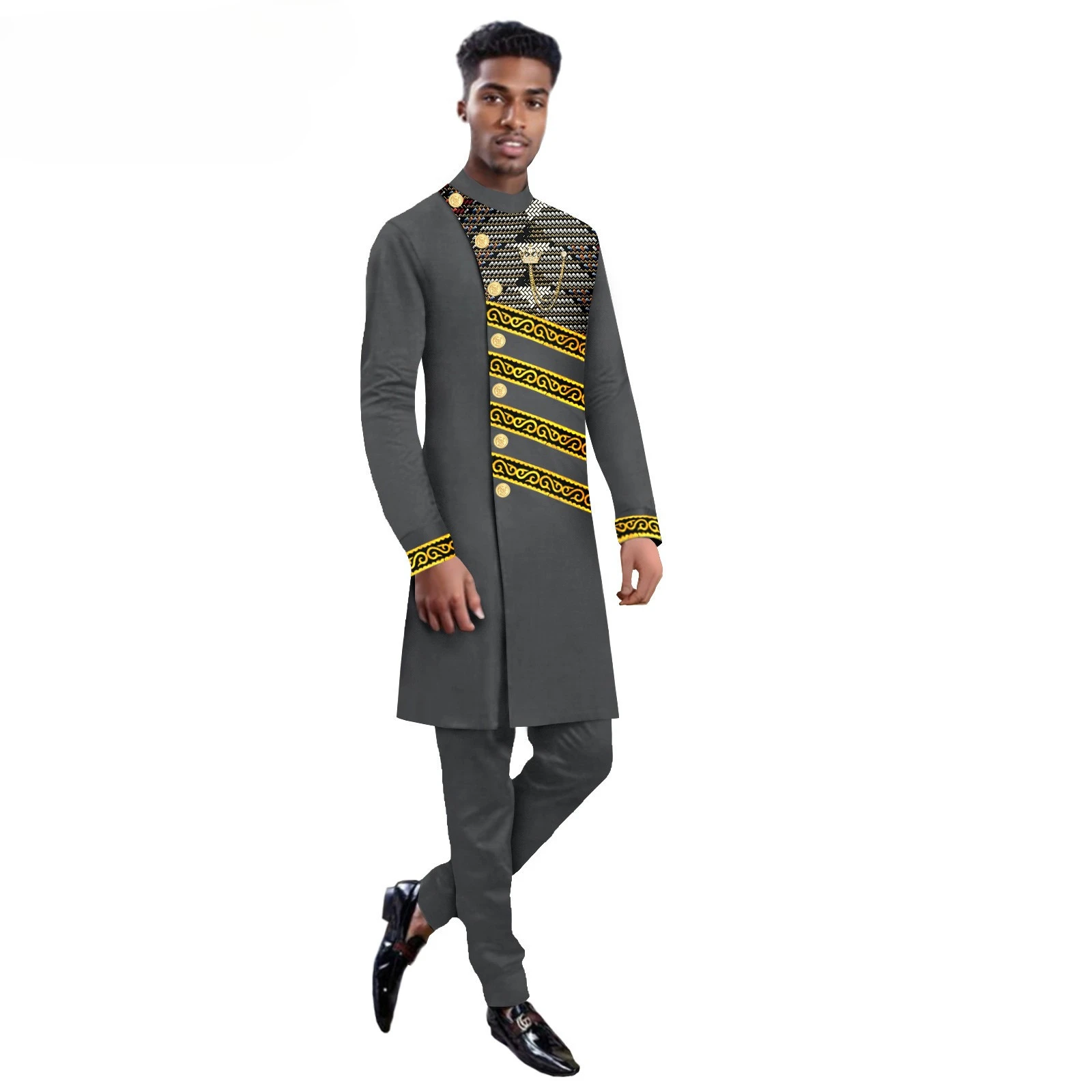 

Pour Hommes 2025 года, Ensemble Veste Et Pantalon Imprimé, Vêtements Africains Avec Marié Kerchich Pour Mariage, 2 Pièces,