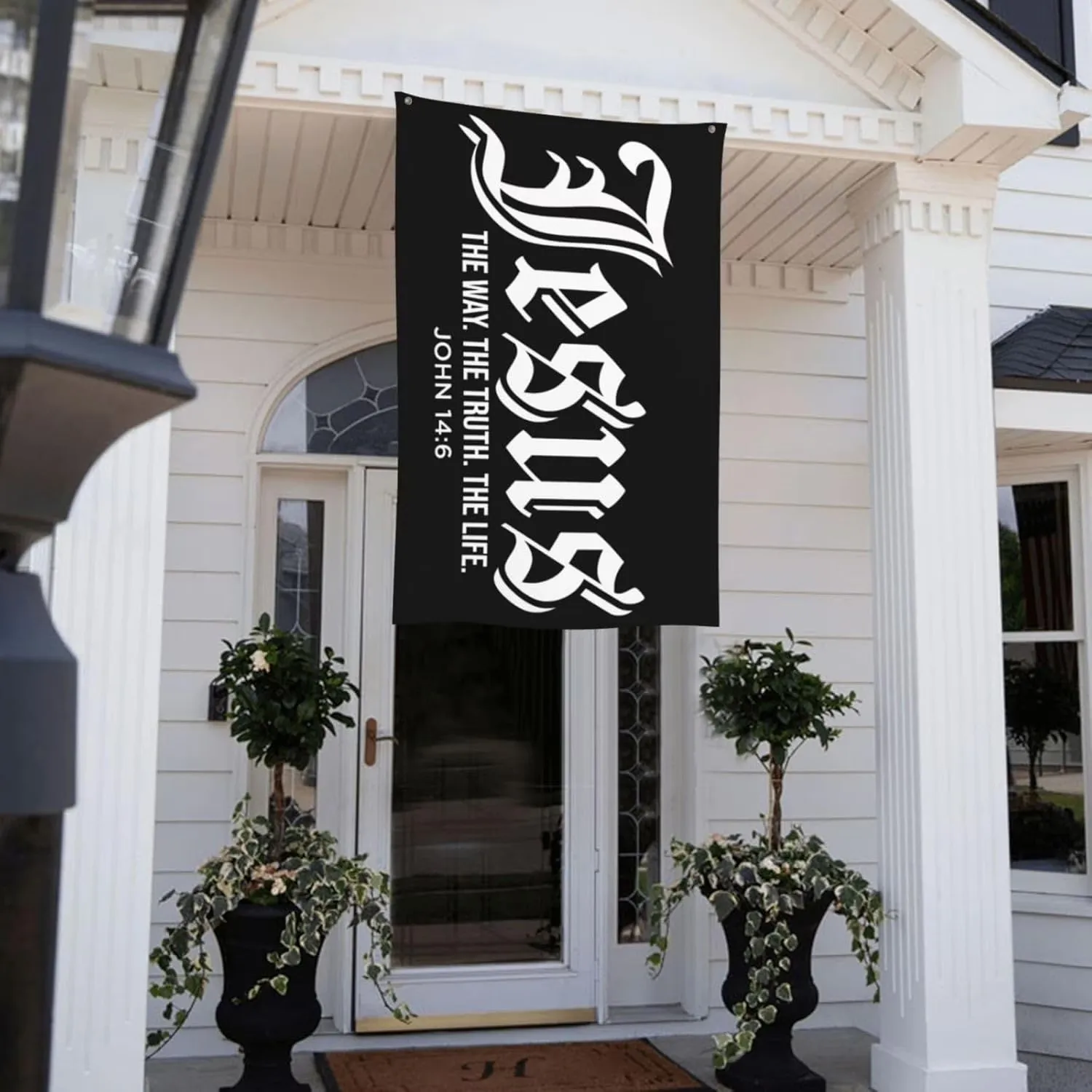 Jesus The Way The Truth The Life Polyester Outdoor Flag Premium Metal Eyelets Banner