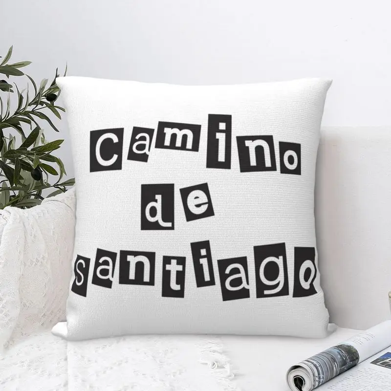 Custom Modern Camino De Santiago Compostela Peregrino Sofa Cushion Cover Velvet Throw Pillow Case