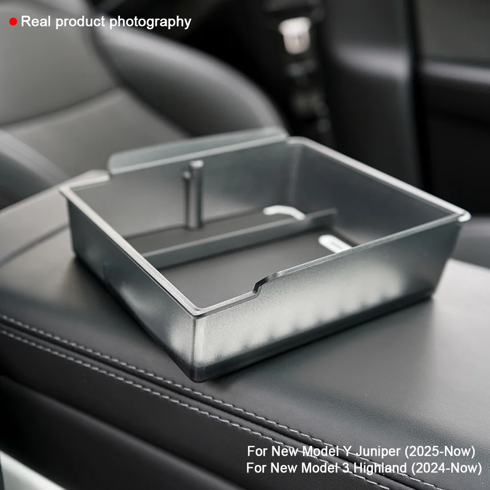 Mittelkonsolen-Aufbewahrungsbox Passend für Tesla Model Y Juniper 2026 Model YL Transluzenter Rauchgrauer ABS-Organizer 2/4/6 Stück Silikon-Pad-Set – Detail 6