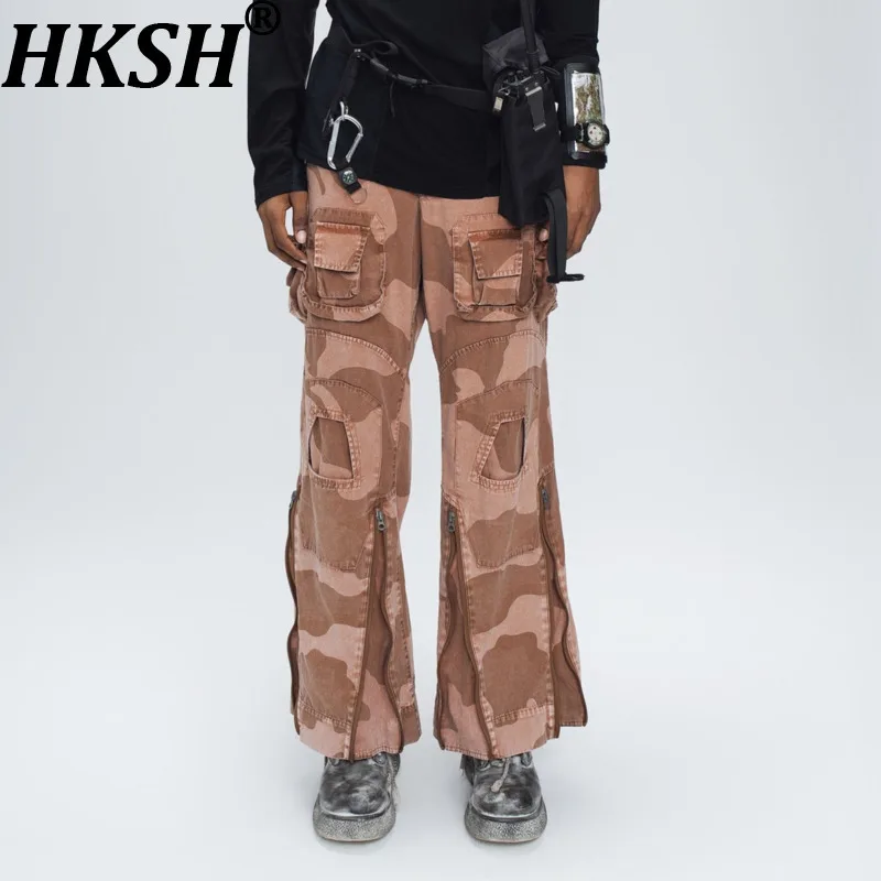 

HKSH Autumn Winter Men Tide Punk Tactical Cargo Pants Multi-Pockets Niche Design Loose Straight Casual Techwear Chic Ins HK17146