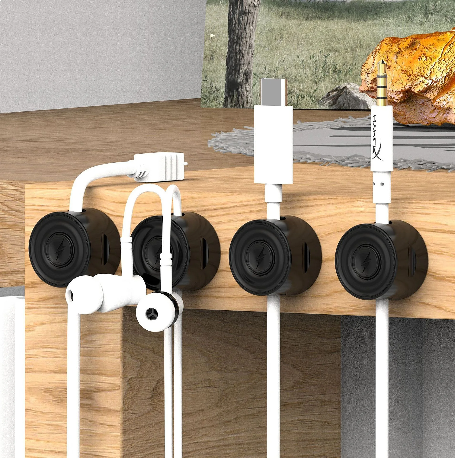 Crossbody Magnetic Cable Organizer Desk Cord Clips Wire Holder