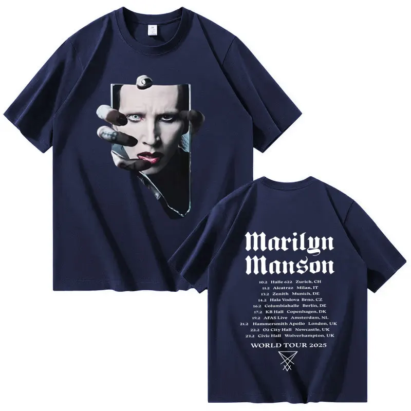 Marilyn Manson 2026 Touring T-shirt for Men and Women, Extra-large High-quality Summer Printed 100% Pure Cotton T-shirt