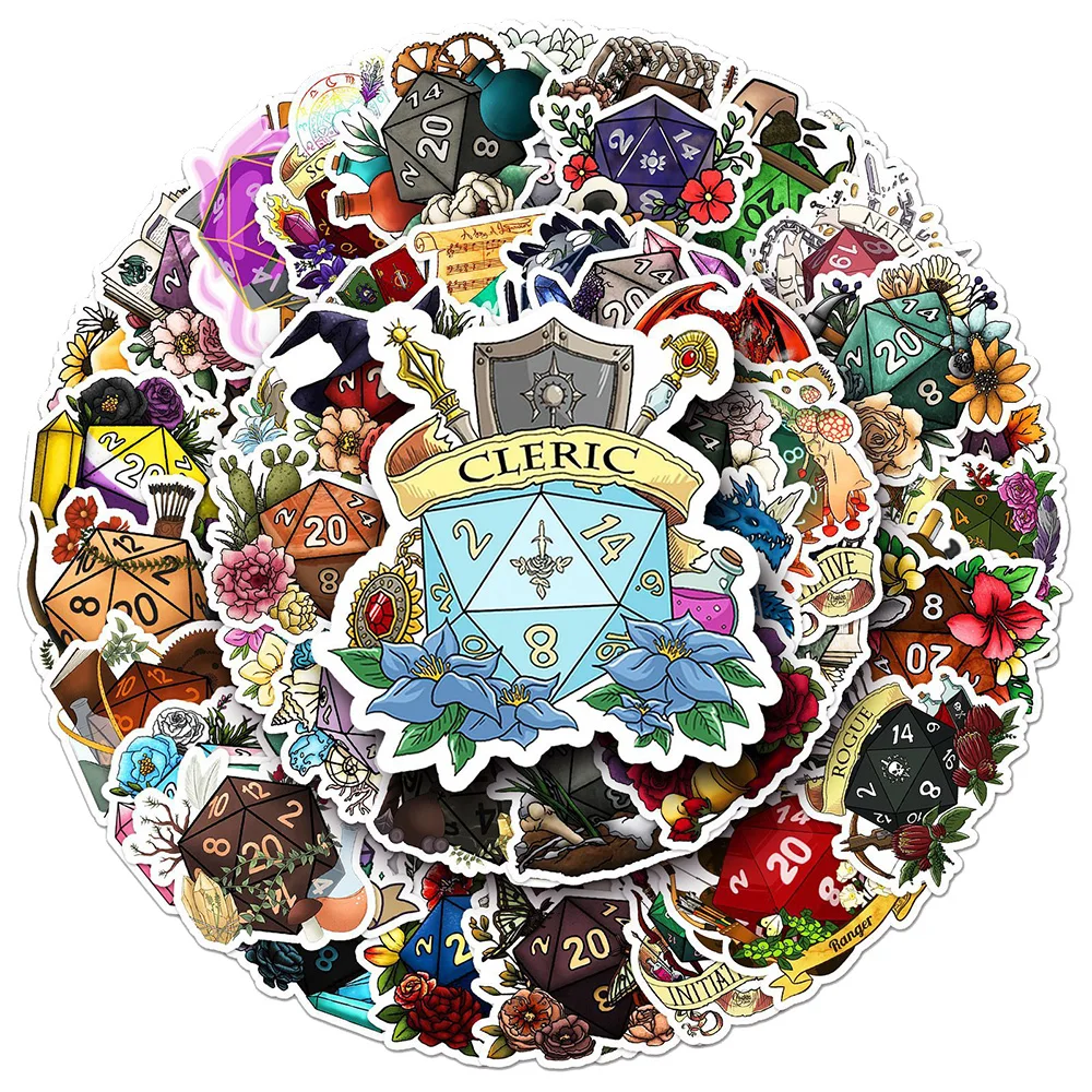 

10/30/50pcs Cartoon Dragon Dice Game Stickers Cool Waterproof Decal Toy DIY Notebook Phone Guitar Car Decoration Sticker for Kid