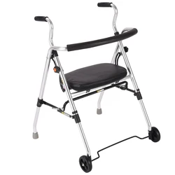 Elderly rollator walker pushes crutches aluminum alloy light shopping cart folding sittable walking stick