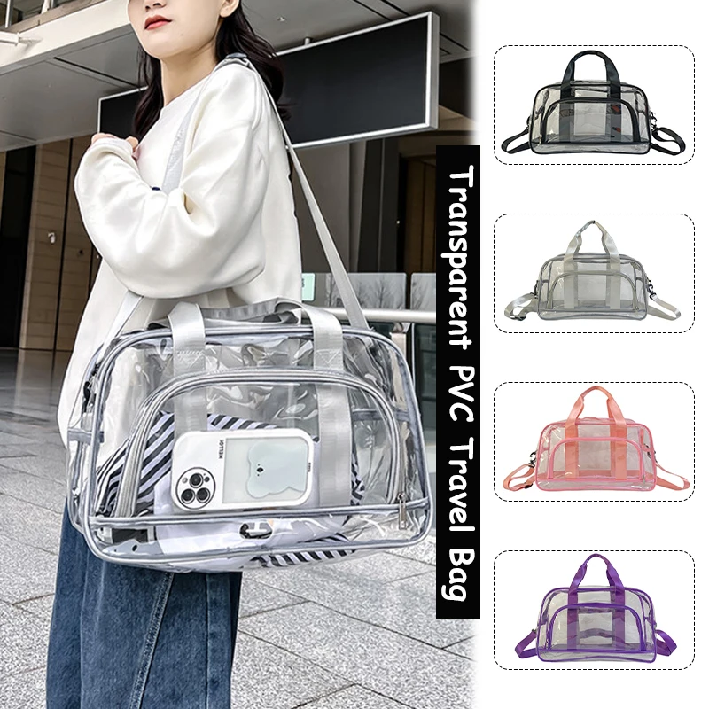 

Large Capacity Transparent Pvc Travel Bag Transparent Beach Bag Weekend Gym Bag Multi-Function Outdoor Carrying