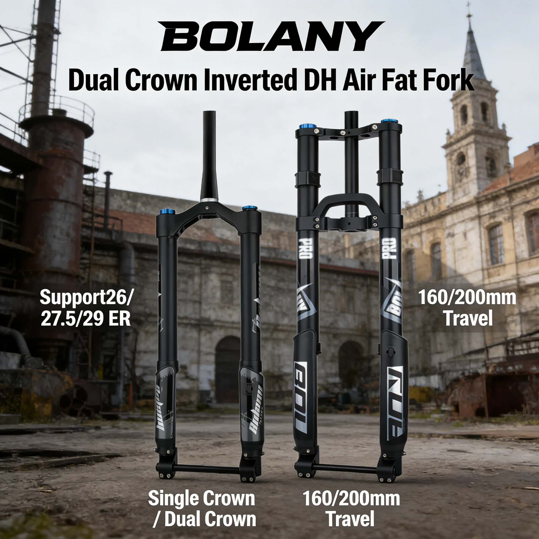 

BOLANY Reverse Air Pressure Shock Absorber Shoulder Snow Fork Barrel Shaft 150*15 Speed 200 Stroke 34 Tubes 27.5/29 ER Thru-Axle