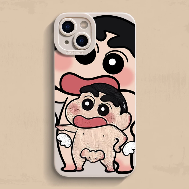 

Full screen Cute Shin-chan Phone Case For iPhone 16 15 14 13 12 11 Pro Max XS X XR 7 8 Plus 15 16 13 Soft TPU Matte Cover Fundas