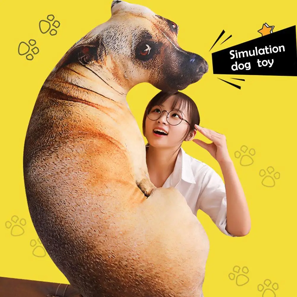 Zacht levensecht dieren sierkussen 3D-geprint grappige hond hoofd sierkussen schattige hond vorm decor voor thuiskantoren