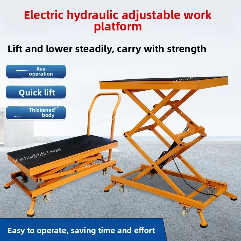 Electric Hydraulic Folding Mobile Scaffold Work Platform, 2m Lifting Table for Plastering & Tile Installation Decoration