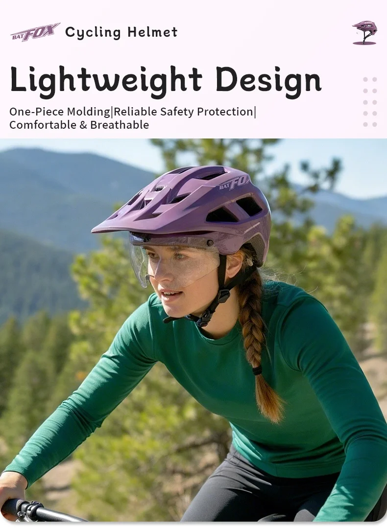 BATFOX Mountainbike-Helm mit Magnetvisier, Ultraleicht, Verstellbare Passform, Rennrad- und MTB-Fahrradhelm für Männer und Frauen, E-Bike-Ausrüstung – Detail 1