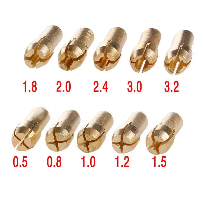 Rotary Tool Brass Drill Collet Chuck Bits Kit Electric Drill Bit Connector for Hardware DIY Hobby Work