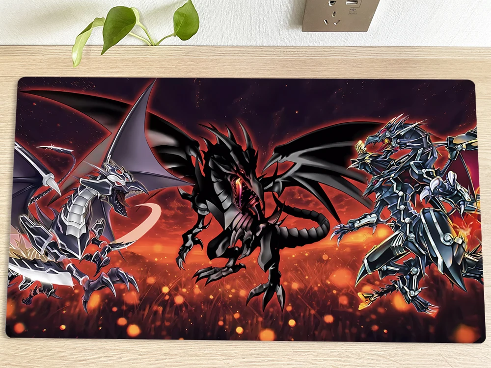 YuGiOh Table Playmat Red-Eyes Black Dragon TCG CCG Mat Trading Card Game Mat Mouse Pad Gaming Play Mat Mousepad With Bag