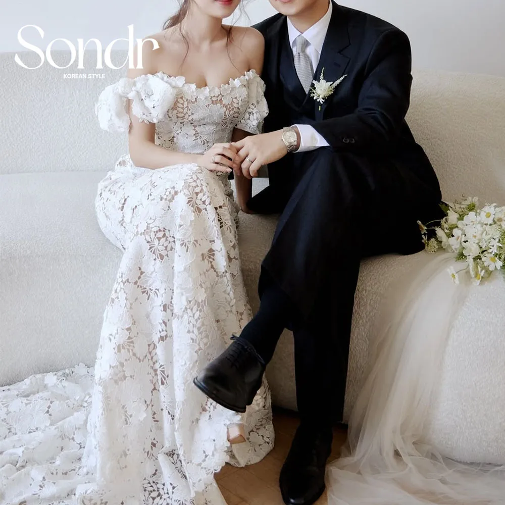 

Sondr Luxury Lace Women Wedding Dresses Mermaid Floor-Length Elegant Bridal Gown Customized Wedding Party Gown Photo Shoot