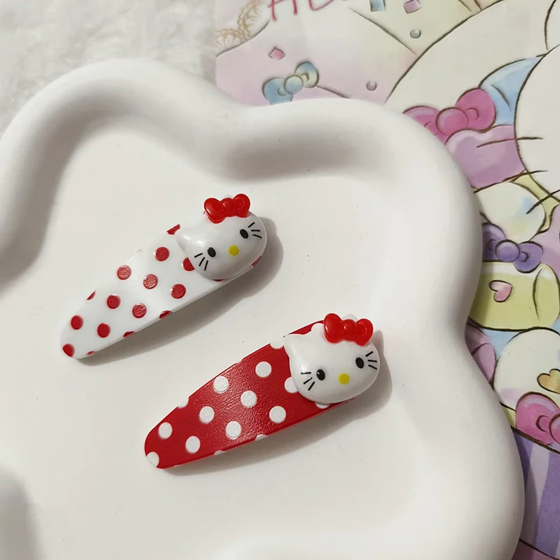 1Pc Kawaii Sanrio accessori Red Bow Hello Kitty Hairpin KT Cat Hairpin Ins Sweet Student Hairpin Hello Kitty Y2k Hairpin Gift