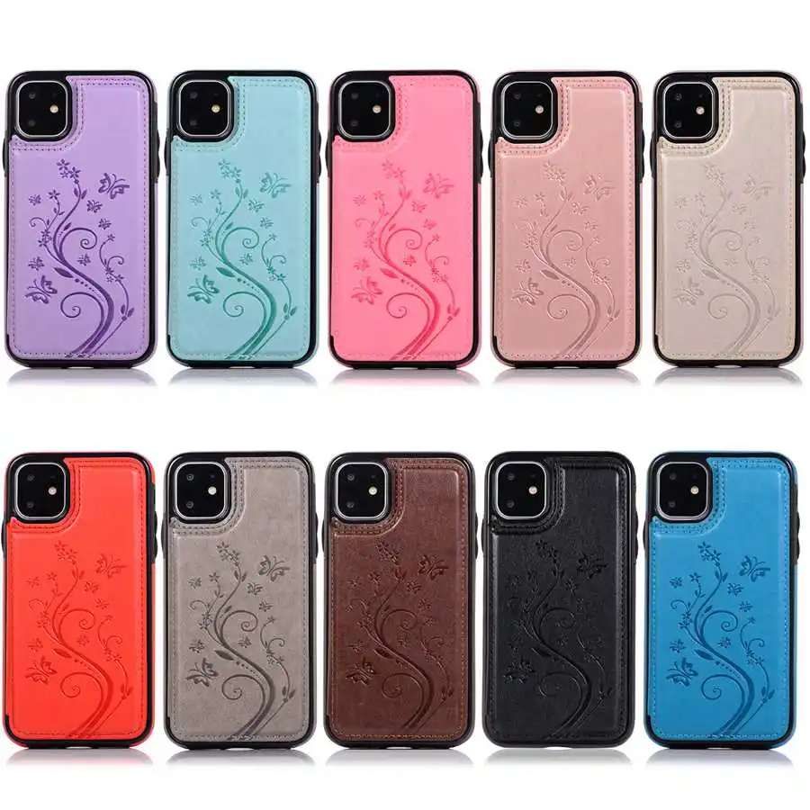 Lucky Butterfly Flower Embossing Magnetic Wallet Case For iPhone 14 Pro Max 13 12 11 Pro SE 2022 2020 X XR XS Max 8 7 6 6S Plus