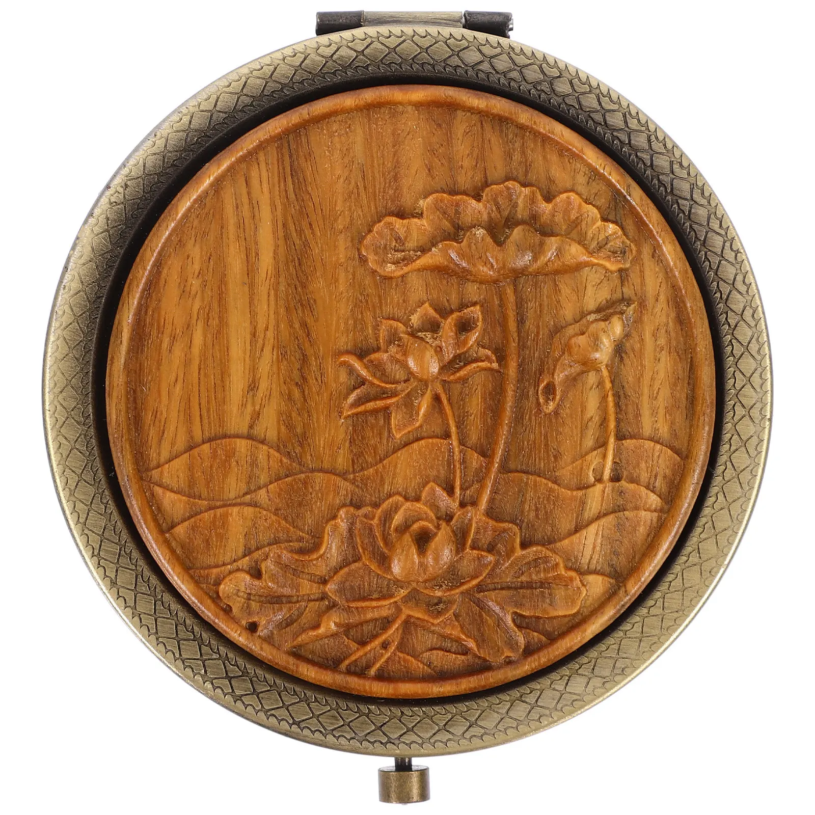 

1 шт. Двустороннее зеркало для макияжа в форме лотоса, маленькое круглое портативное компактное зеркало для путешествий, женский подарок, винтажное, удобное