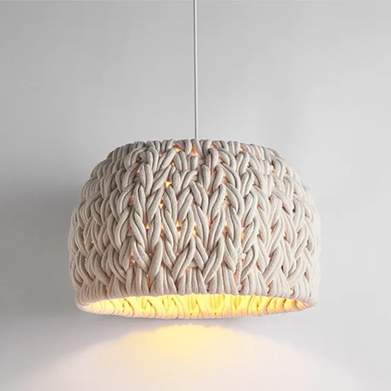 New Hand-Woven Wabi Sabi Chandelier For Dining Room Study Loft LED Hanging Light Kitchen Island Cafe Bar Pendant Lamp Fixture