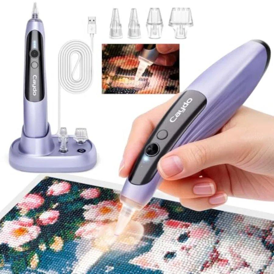 

Electric Diamond Art Pens with Light Wireless 3 Adjustable Suction Levels Rechargeable DiamondPaintingPen with 2-in-1 Base and