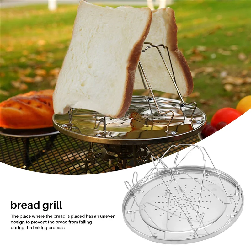 New A26P 4 Slice Camping Bread Toast Tray Gas Stoves Cooker BBQ Camping Toaster Rack