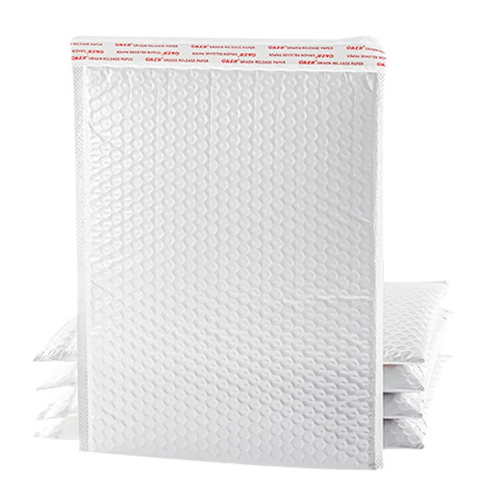 

50 Pcs Pearl Film Bubble Mailers White Shockproof Packaging Envelopes for Mailing Jewelry Clothes Waterproof Folder
