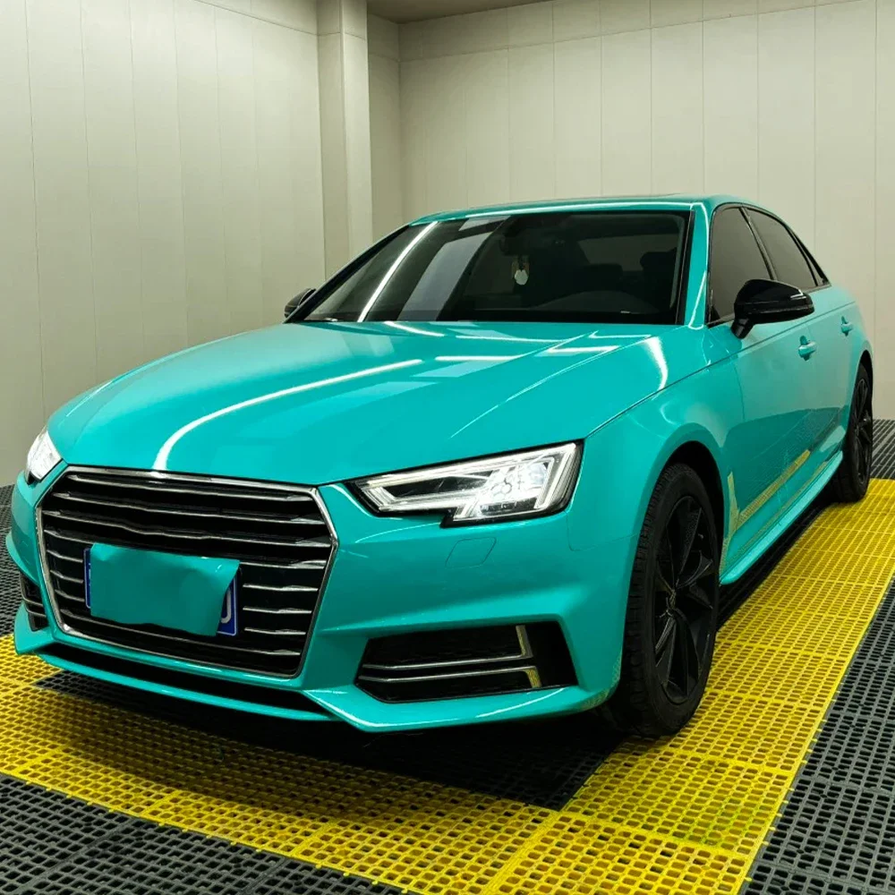 Car Wrap Sticker Color Change Vinyl Film Crystal Turquoise PET Bubble Free Auto Self Adhesive Sticker Car Accessories Decoration