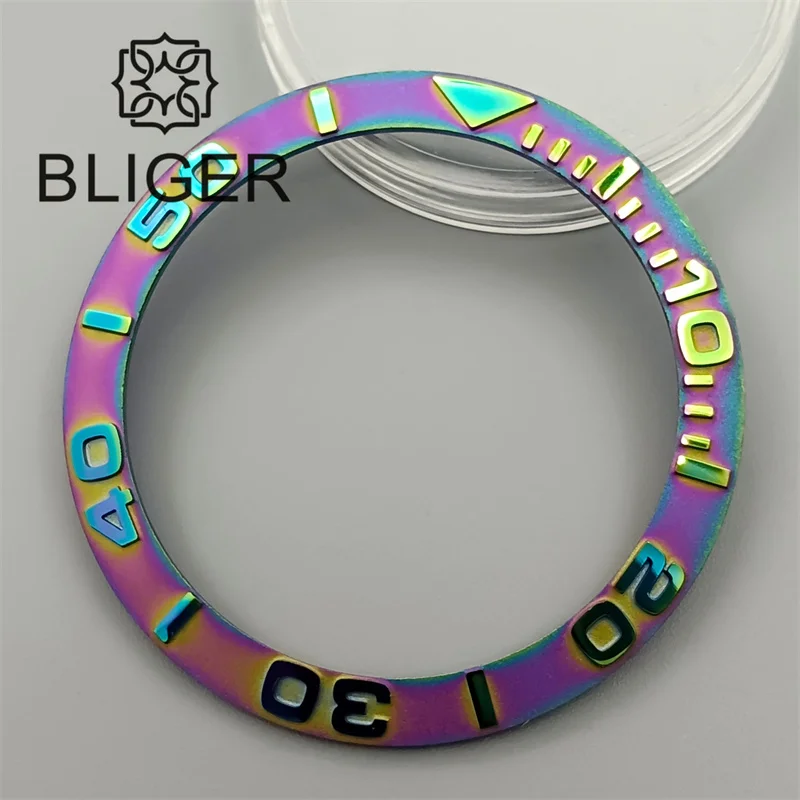 BLIGER 38mm Outer Diameter Watch Bezel Blkac Blue Brown Color Ceramic Yellow Green Red Aluminumn Insert Fit 40mm 41mm Watch Case