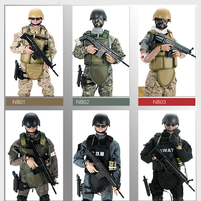 NB01A NB02A NB03A NB04 NB05 1/6 modelo de figura de fuerzas ejército militar combate Swat soldado policial Acu figura de acción juguetes o regalo