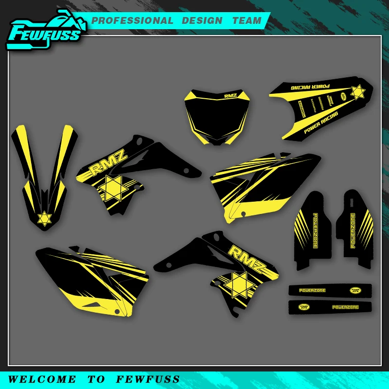

Fewfuss Full Graphics Decals Stickers Motorcycle Background Custom Number Name For SUZUKI RMZ250 RMZ 250 2010-2018