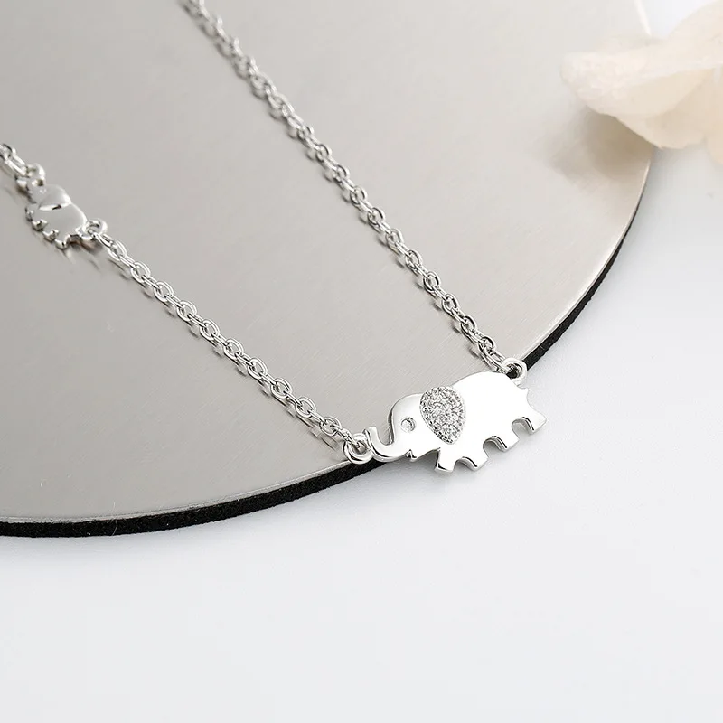 KOFSAC Cute Elephant Pendant Necklace For Women 925 Sterling Silver Jewelry Fashion Animal Necklaces Clavicular Chain Girl Gift