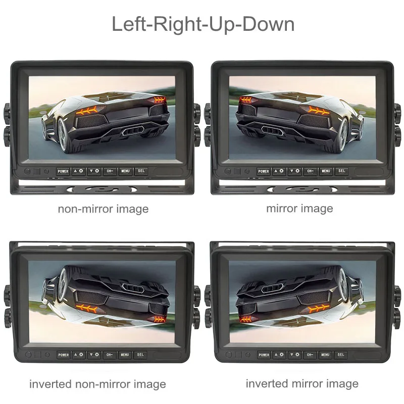 DIYKIT 1024x600 7inch AHD IPS Car Monitor Rear View Monitor Support 1080P AHD Camera with 2 x 4PIN Video Input