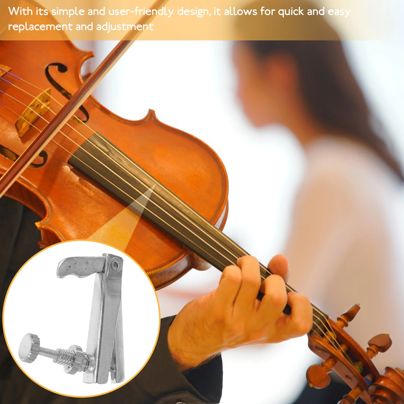 

4 Pcs Violin Fine Tuners String Hooks Zinc Alloy 4/4-3/4 Size Accessories Silver Easy Installation Durable Stability Vibrating