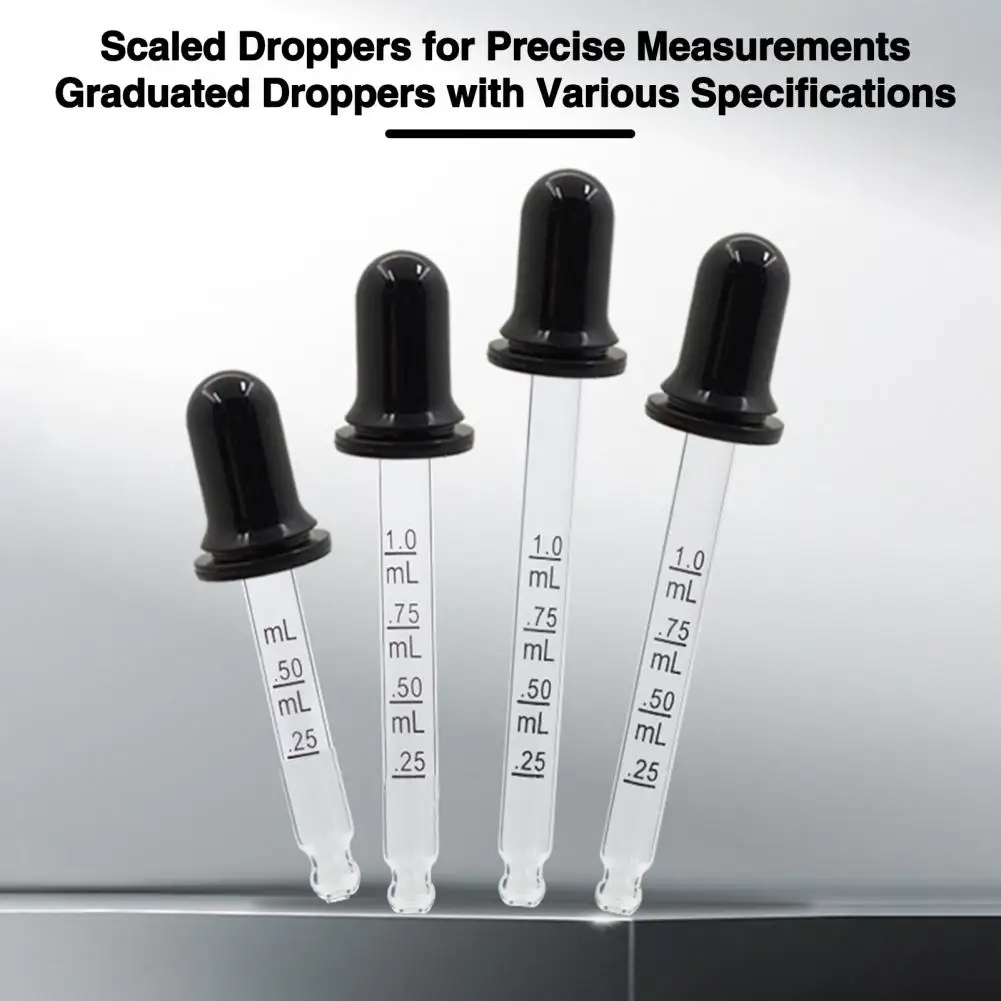 10Pcs 5/10/15/20ml Glass Scaled Droppers for Precise Measurements Round Pointed Head Glass Droppers Long Lifespan Droppers