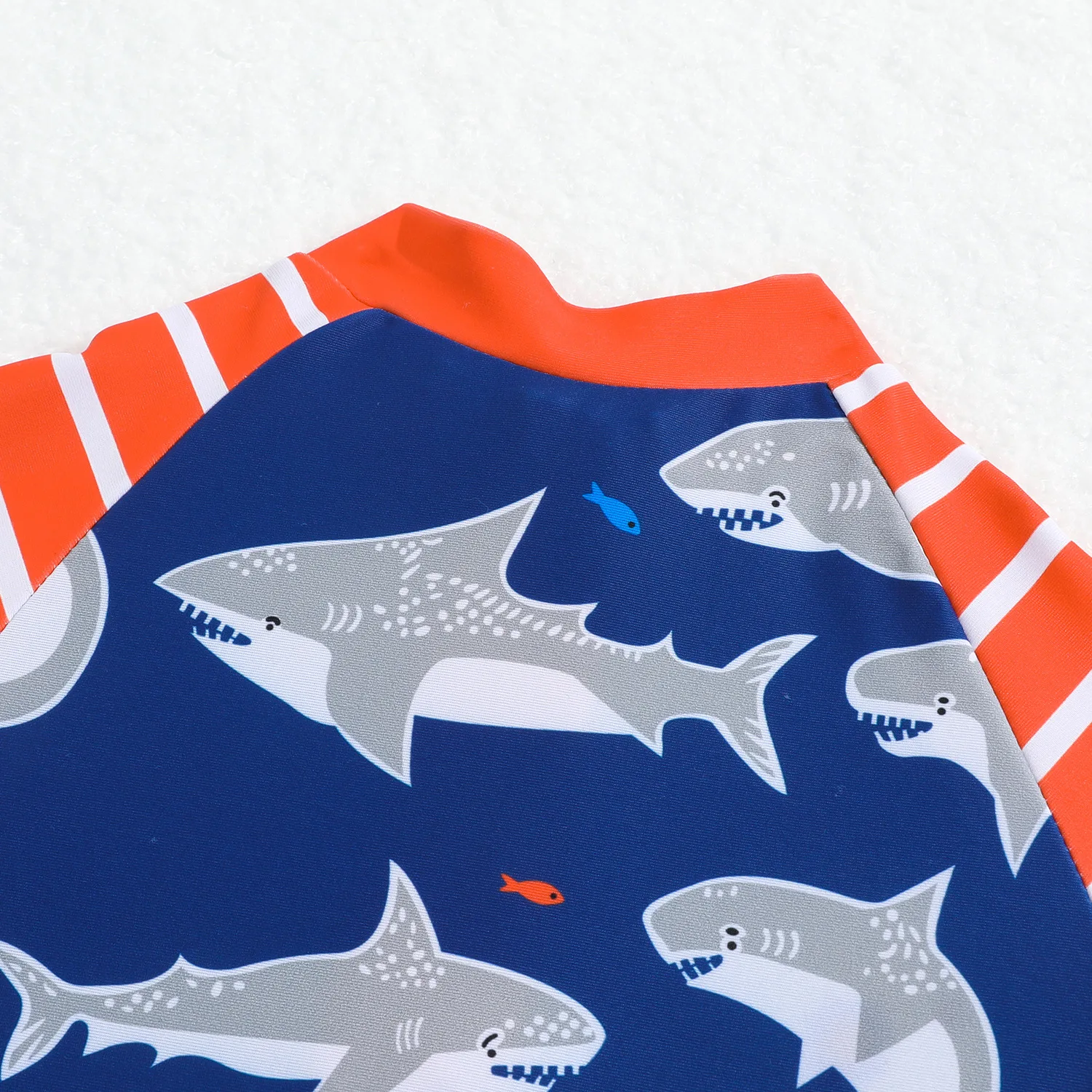 2024 NEW Toddler Boy One Piece Swimming Suit Cartoon Shark Summer Infant Baby Boys Swimwear Zipper Blue Bathing Suit 3-24M