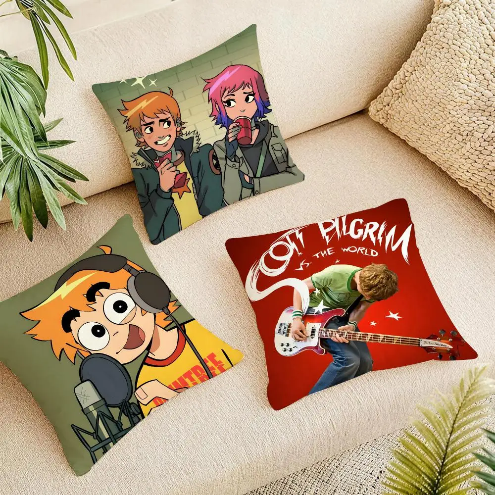 Popular Movie S-Scott Pilgrim Anime Cushion Cover Organic Linen Square Pillow Case Durable Non-Allergenic And Kind To Skin