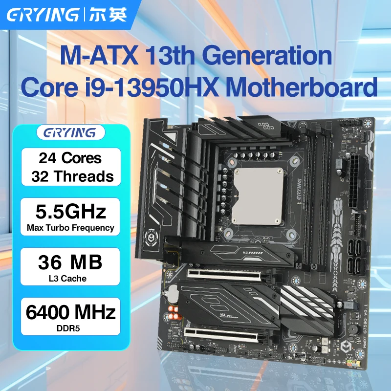 ERYING DIY PC Gamer Motherboard with Onboard Core CPU Interpose Kit i9 13950HX 24C32T DDR5 RAM Desktop Set Computer placa mae