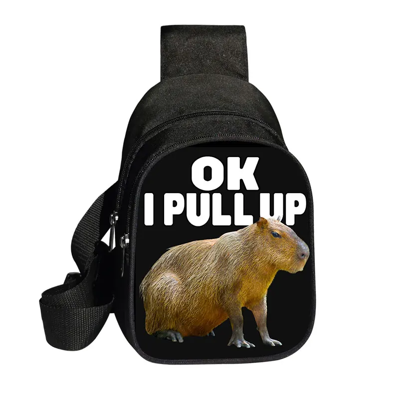 Sac à bandoulière imprimé dessin animé Capybara, sac de poitrine, Animal Harajuku, sacs d'extérieur pour voyage téléphone, porte-monnaie Streetwear