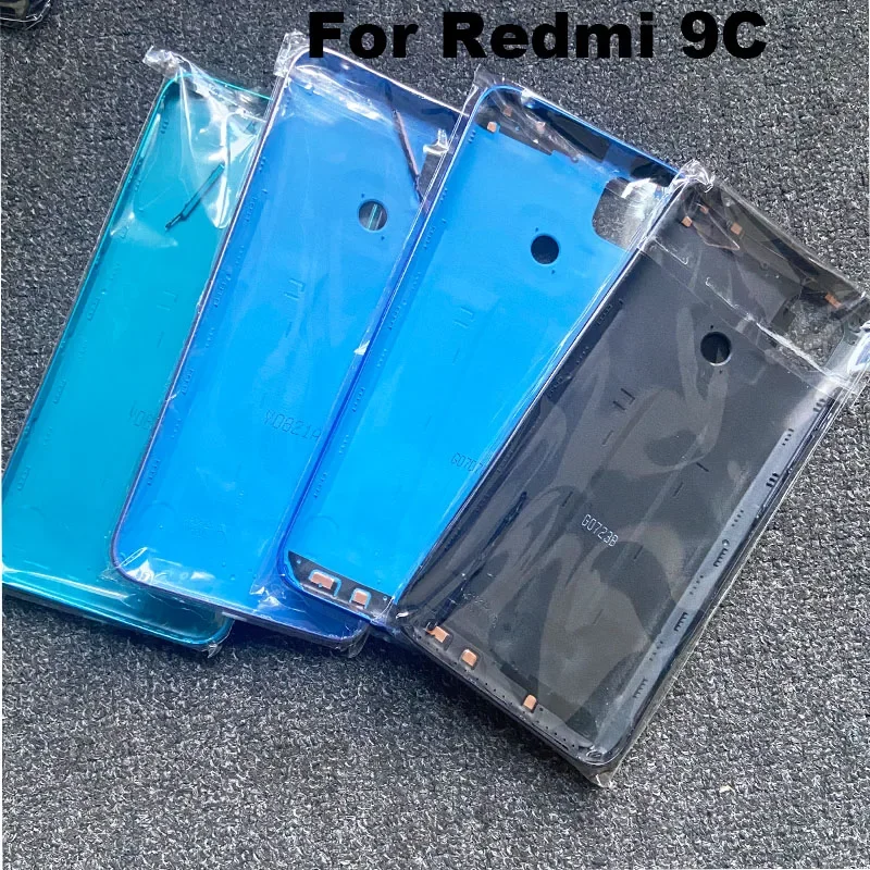 For Xiaomi Redmi 9C Battery Cover Back Glass Housing Rear Door Case Panel With Camera Lens New M2006C3MG M2006C3MT