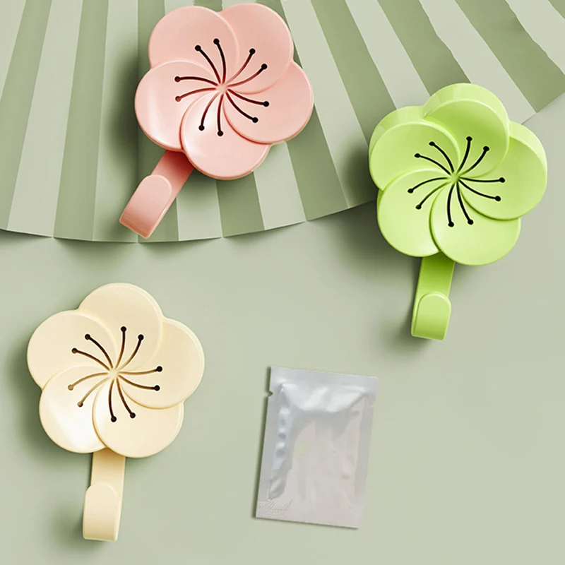 Multi-functional Cherry Blossom Aromatherapy Hooks Hole-free Bedroom Closet Kitchen Deodorant Non-trace Adhesive Hook Waterproof