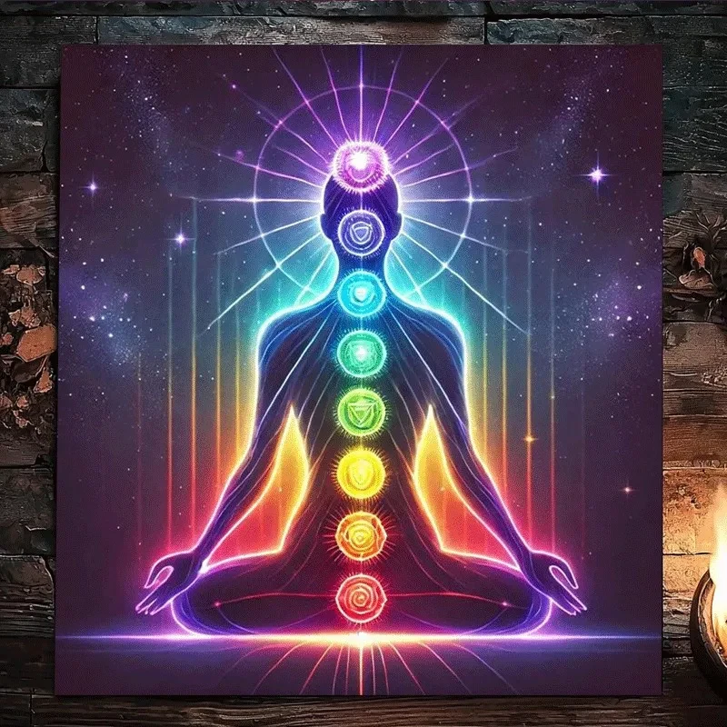 VIKAMA Spiritual Seven Chakra Tapestry Yoga Meditation Wall Hanging Aesthetic Home Bedroom Living Room Decor